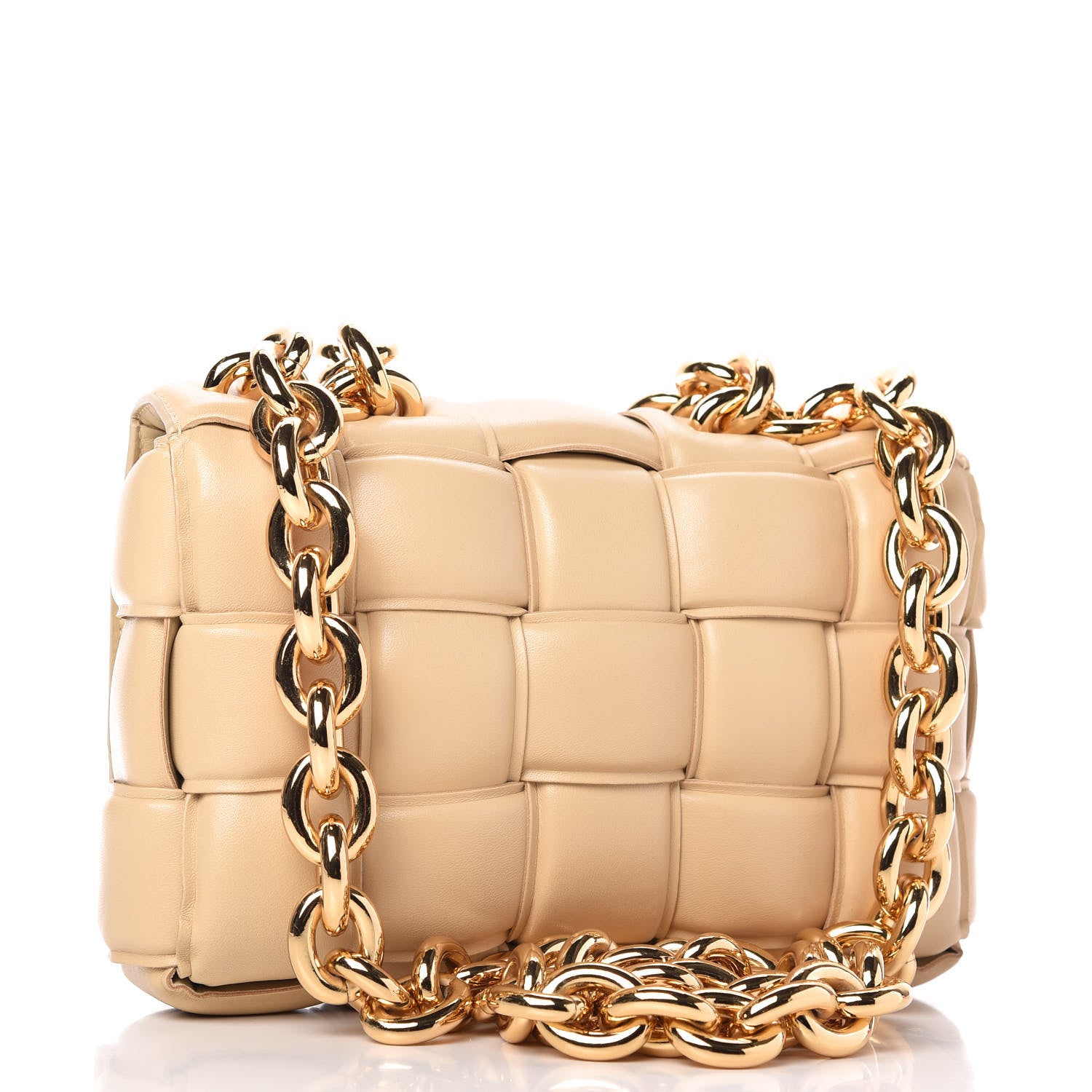 Bottega Veneta Lambskin Maxi Intreccio Padded Chain Cassette Crossbody Bag Almond 3 of 8