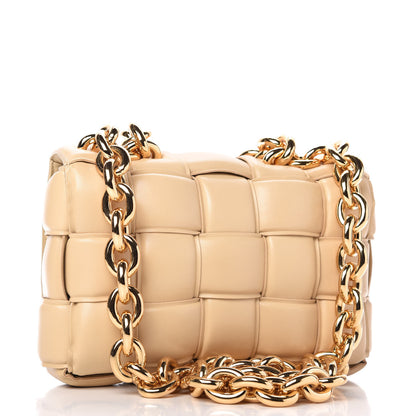 Bottega Veneta Lambskin Maxi Intreccio Padded Chain Cassette Crossbody Bag Almond 3 of 8