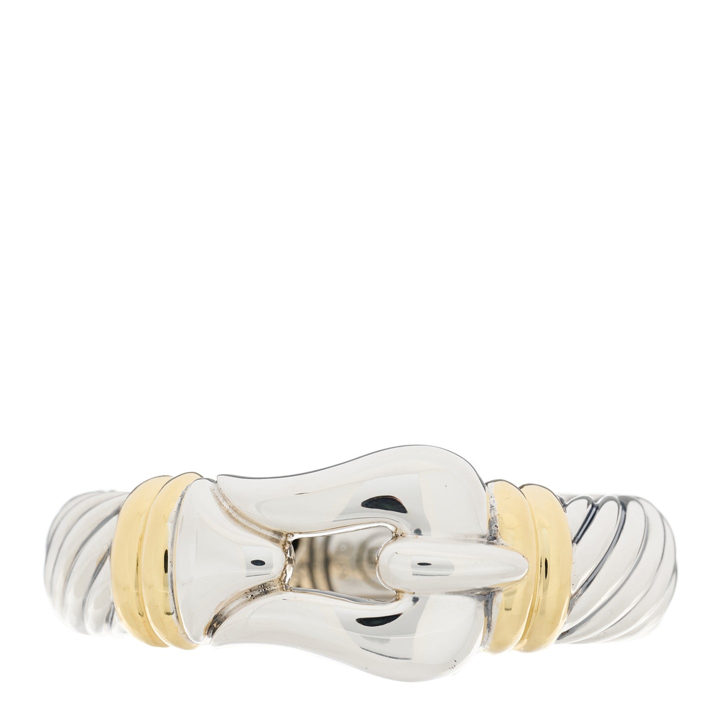 Sterling Silver 18K Yellow Gold 15mm Cable Buckle Bracelet