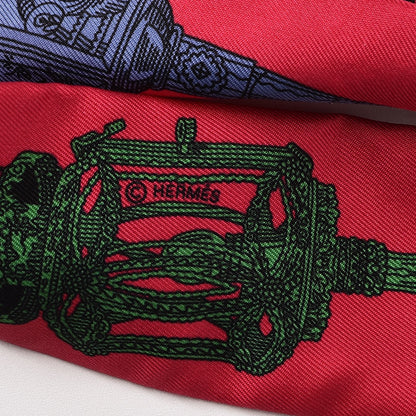 Hermes Silk Merveilleuses Lanternes Twilly Fuchsia Vert Bleu Lavande 4 of 4