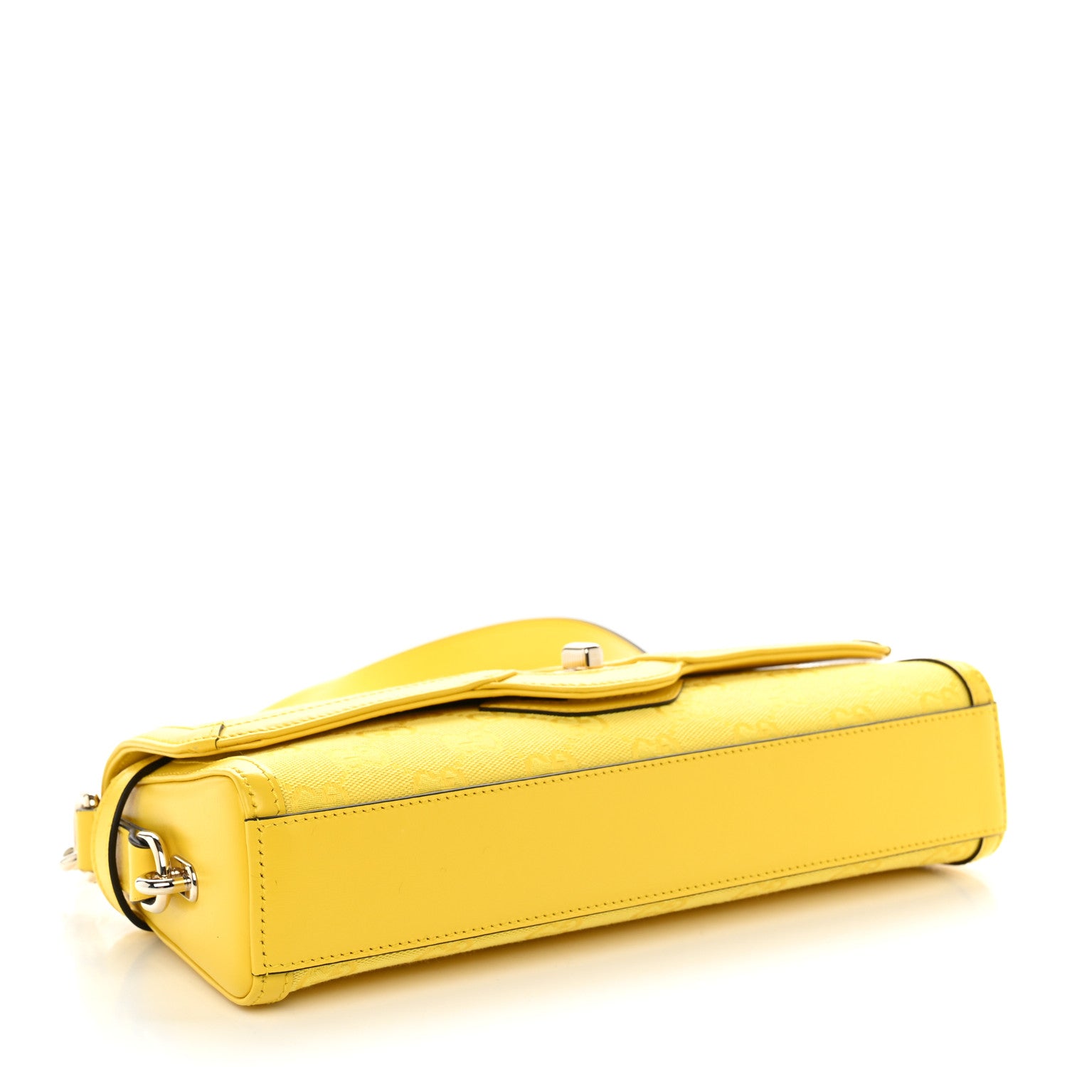 Gucci GG Monogram Textured Dollar Calfskin Small Luce Shoulder Bag Yellow 4 of 10