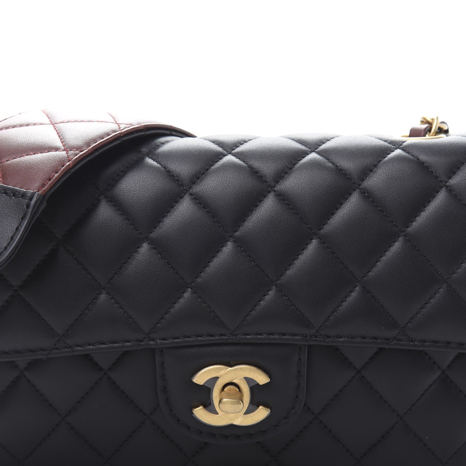 Chanel Calfskin Quilted Small Strap Into Flap Bag Black Brown 11 of 12