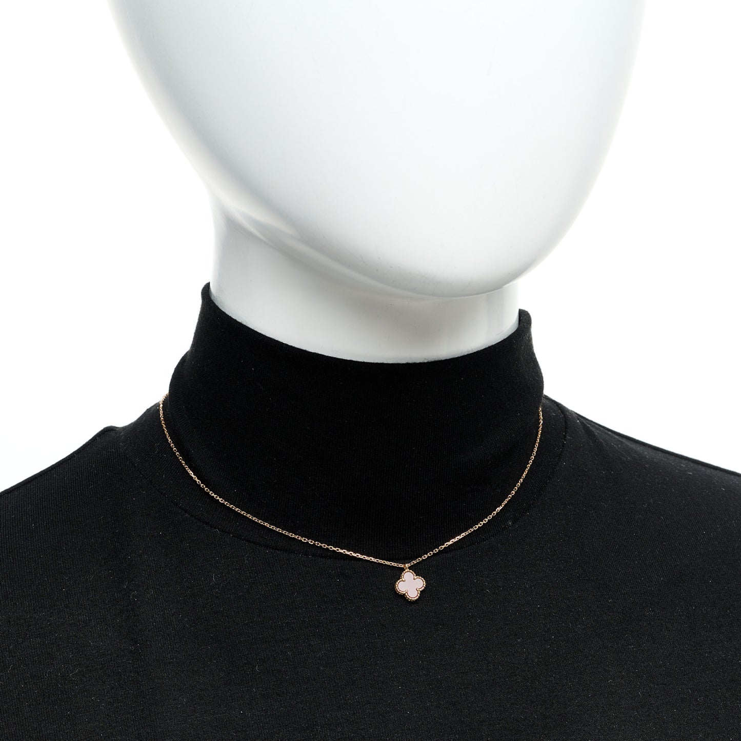 18K Rose Gold Carnelian Sweet Alhambra Pendant Necklace