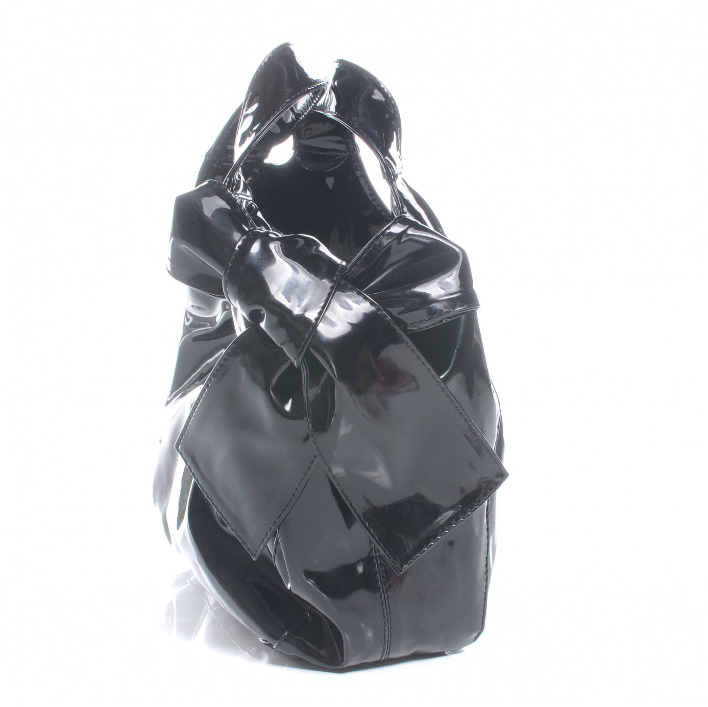 Patent Lacca Small Nuage Bow Hobo Black