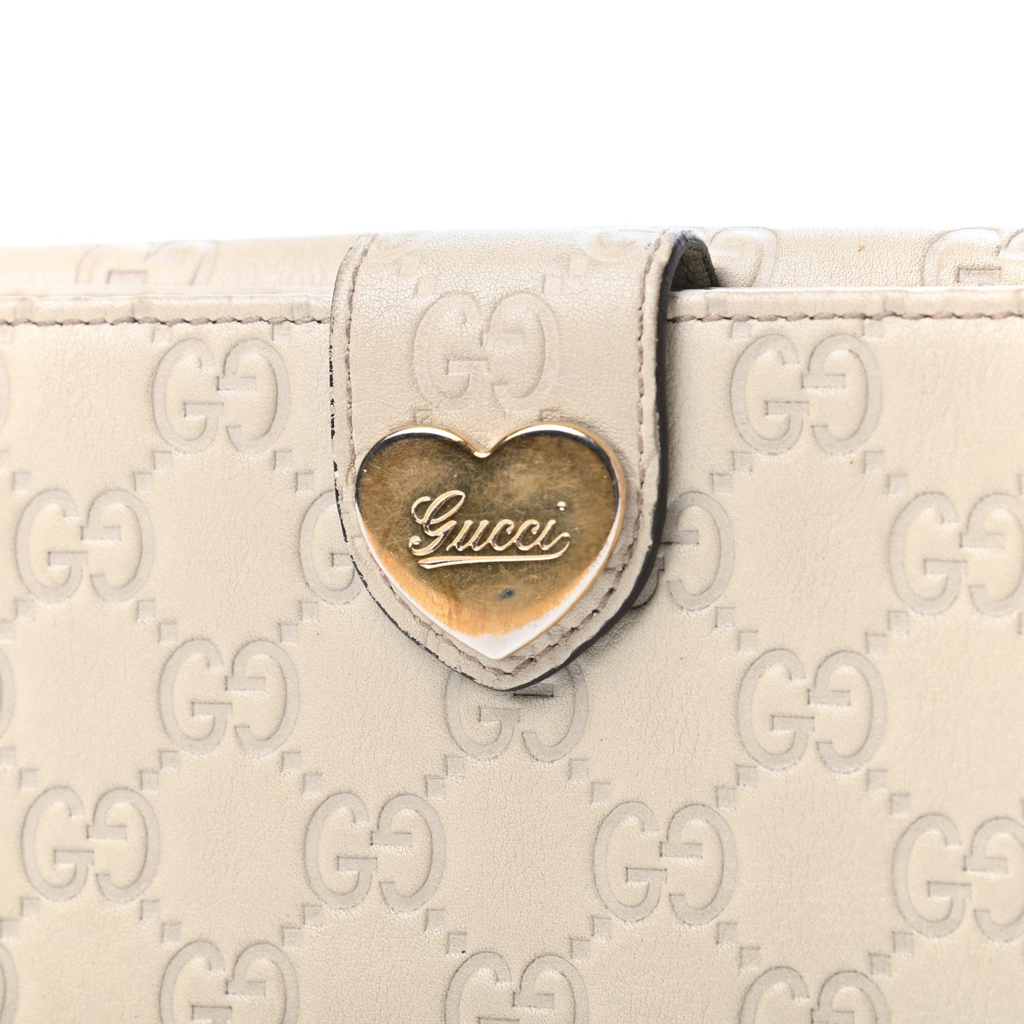 Guccissima Heart Continental Wallet Off White