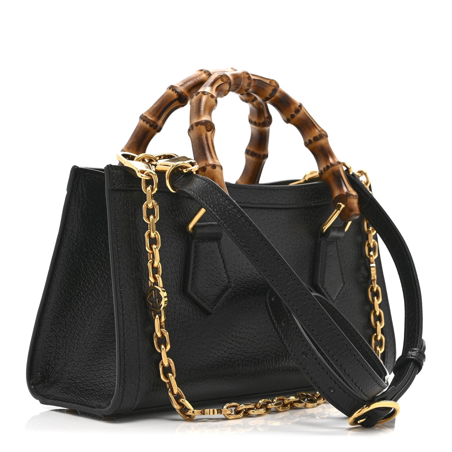 Gucci Textured Dollar Calfskin Web Small Diana Shoulder Bag  Black 3 of 11