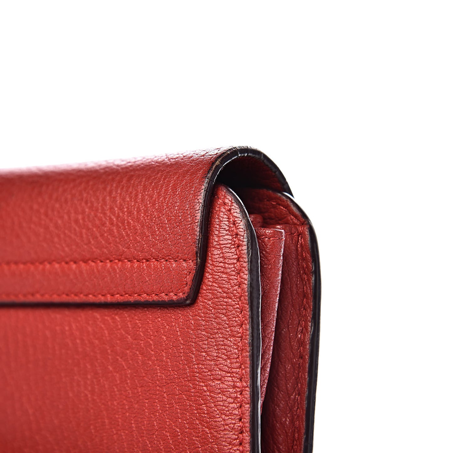 Grained Lambskin Drew Long Wallet with Flap Plaid Red