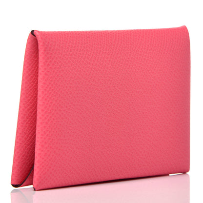 Hermes Epsom Calvi Card Case Rose Azalee 3 of 7