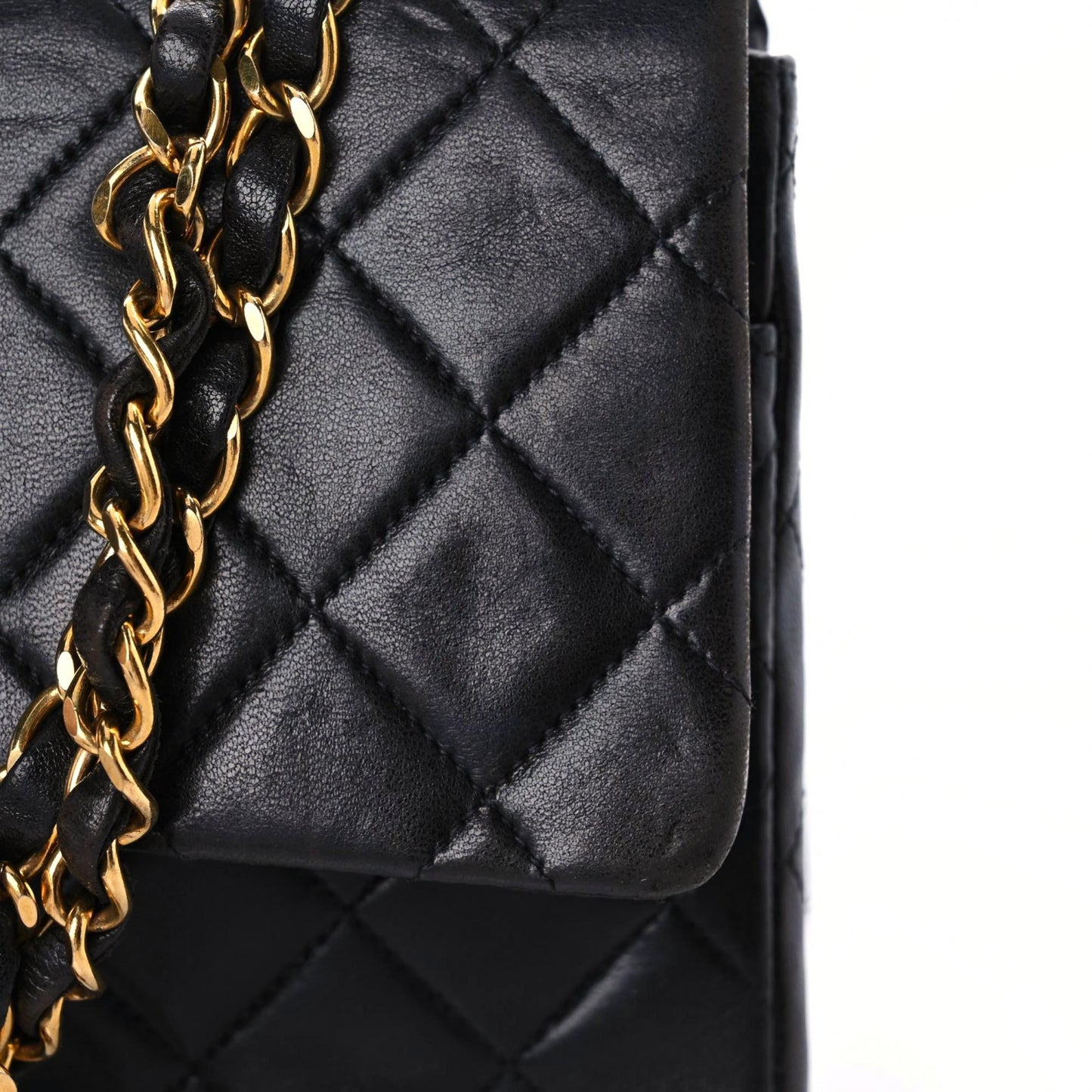 Lambskin Quilted Medium Double Flap Black