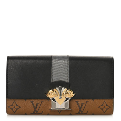 Louis Vuitton Calfskin Reverse Monogram Column Sarah Wallet Black 1 of 8