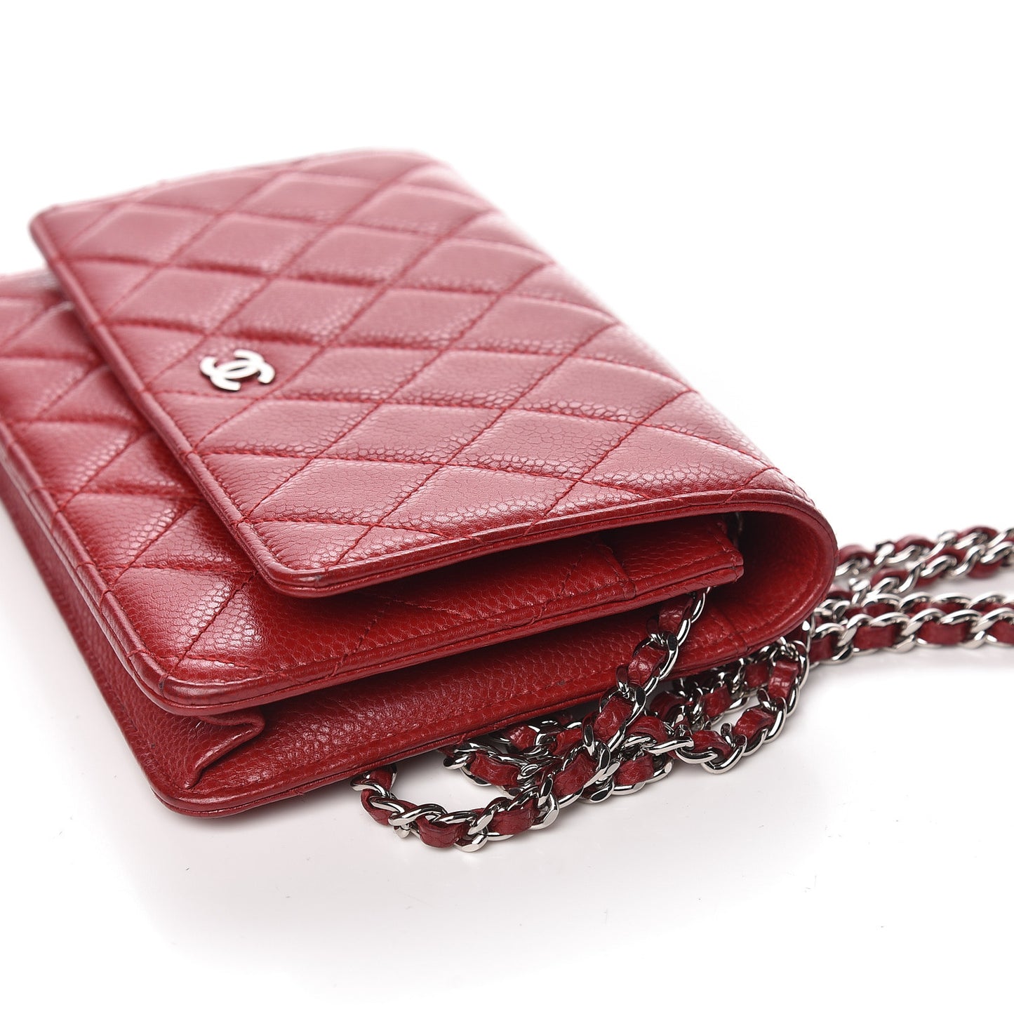 Caviar Quilted Wallet on Chain WOC Red