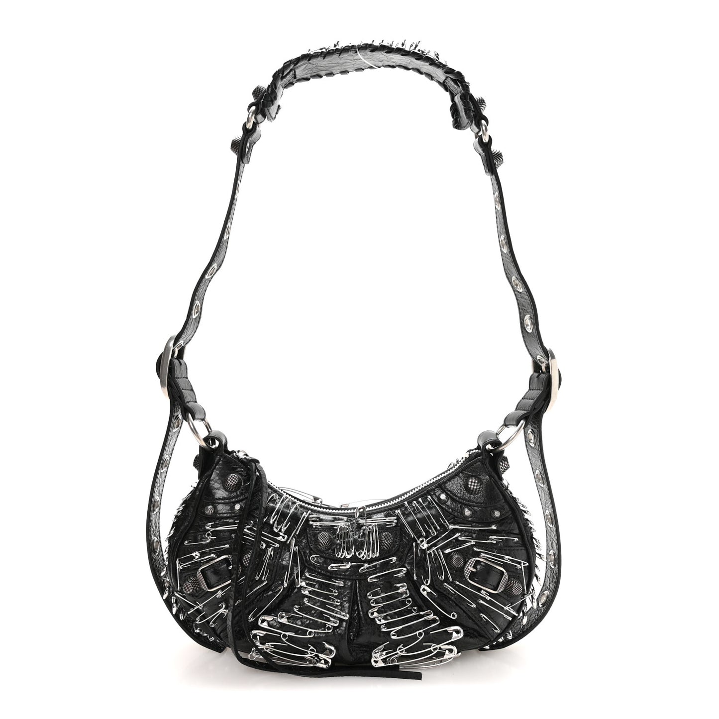 Agneau Arena Used Effect Le Cagole Shoulder Bag XS Black
