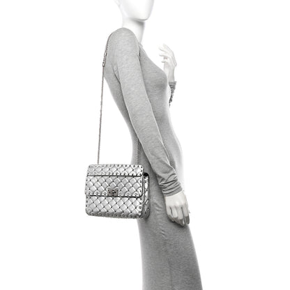 Valentino Garavani Metallic Nappa Medium Rockstud Spike Shoulder Bag Silver 2 of 9