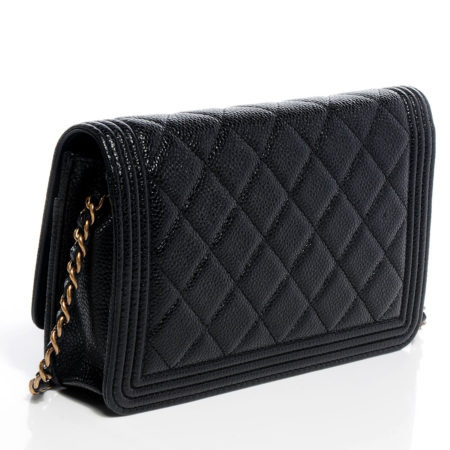 Caviar Quilted Boy Wallet On Chain WOC Black