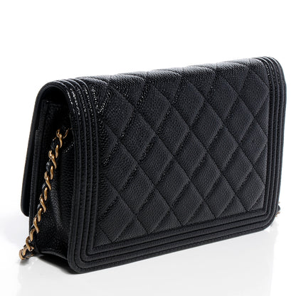 Chanel Caviar Quilted Boy Wallet On Chain WOC Black 3 of 9