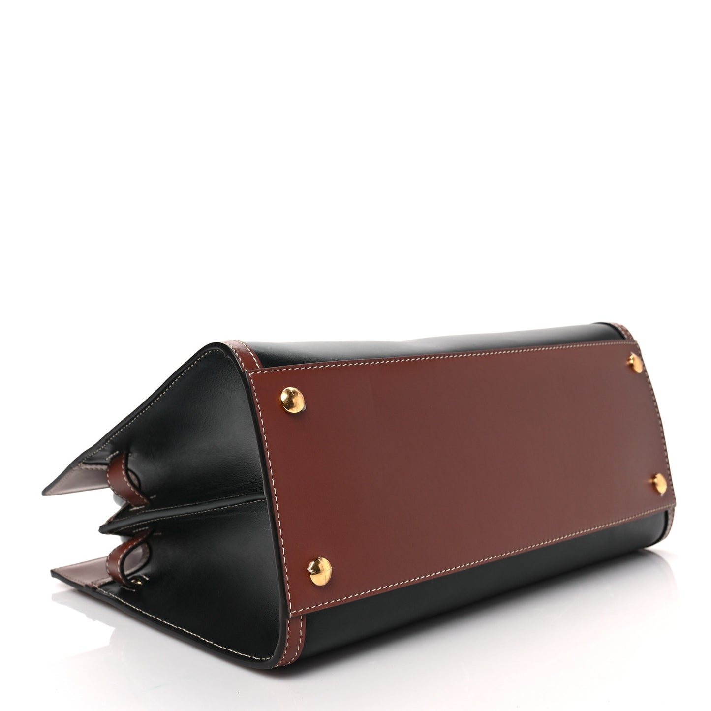 Calfskin Vintage Check Small Two Handle Title Bag Black