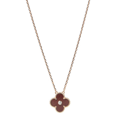 Van Cleef & Arpels 18K Rose Gold Diamond Bulls Eye Vintage Alhambra Pendant Necklace 1 of 8