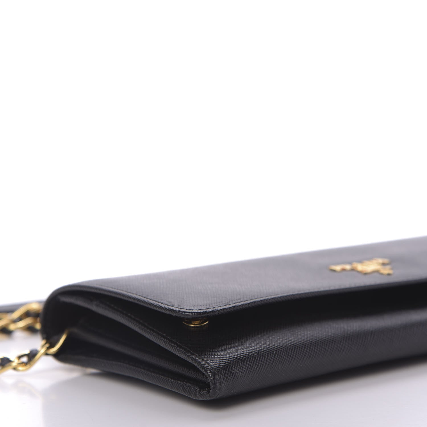 Prada Saffiano Metal Oro Chain Wallet Black 6 of 10