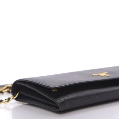 Prada Saffiano Metal Oro Chain Wallet Black 6 of 10