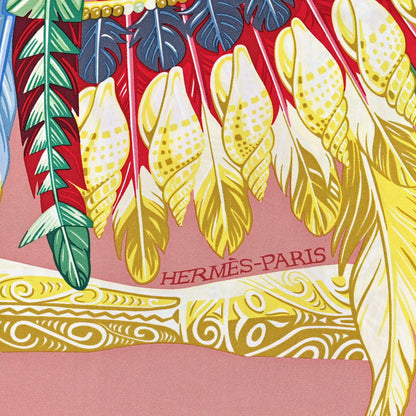 Hermes Silk Danse Pacifique Scarf 90 Vieux Rose Vert Jaune 2 of 3