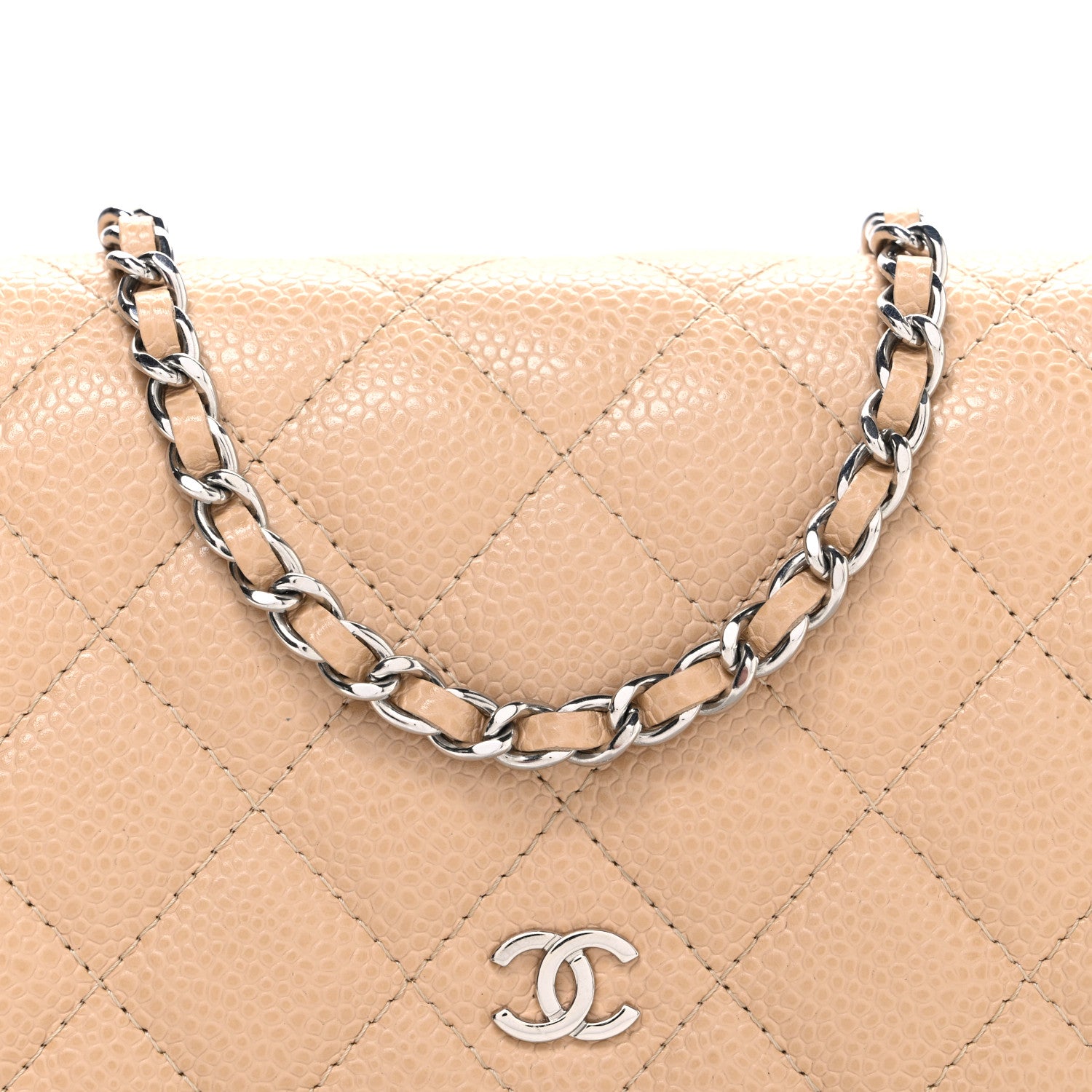 Chanel Caviar Quilted Wallet on Chain WOC Beige 9 of 11