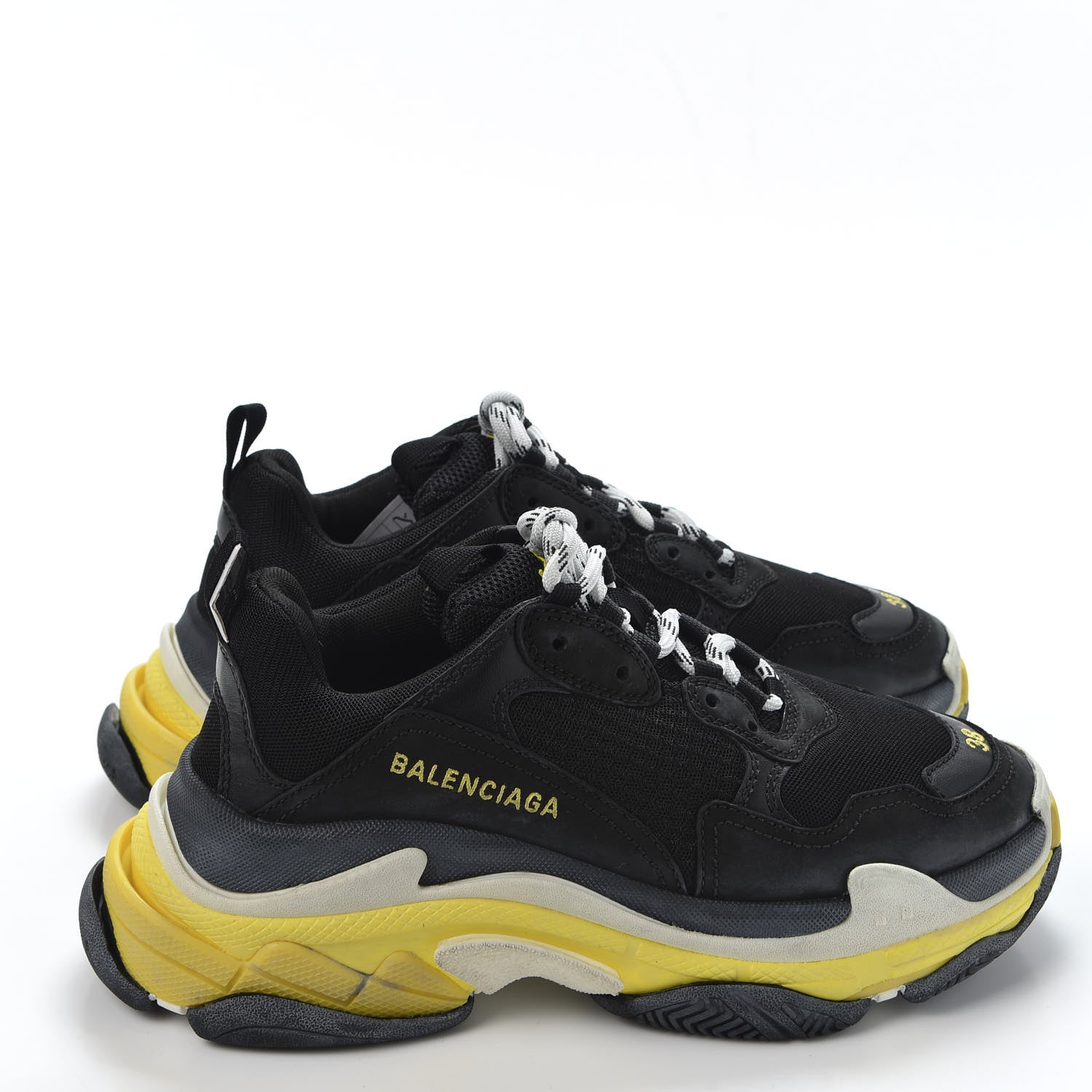 Balenciaga Fabric Mesh Womens Triple S Sneakers 38 Black Yellow 4 of 8