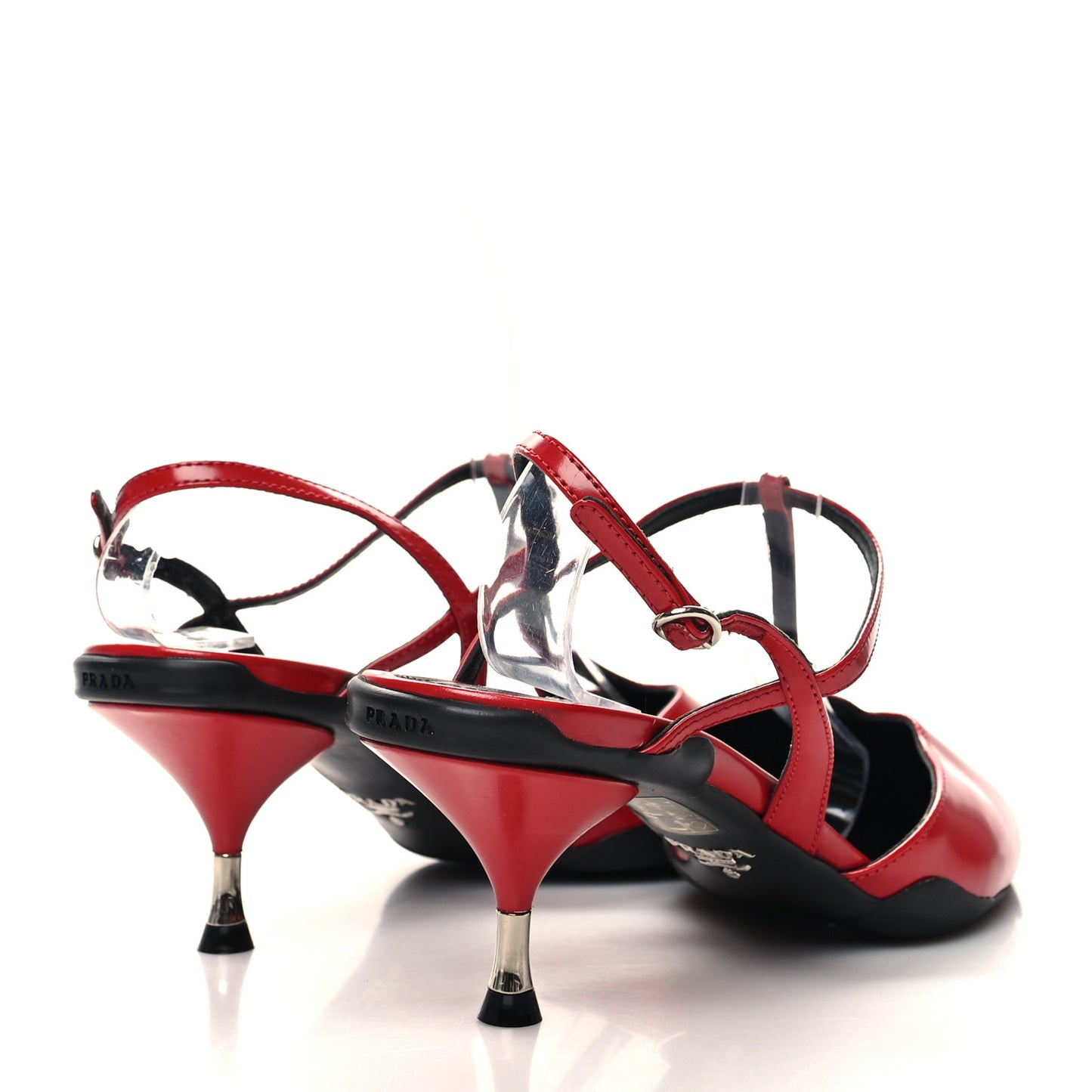 Spazzolato Pointed Toe T-Strap 55mm Slingback Pumps 39 Rosso