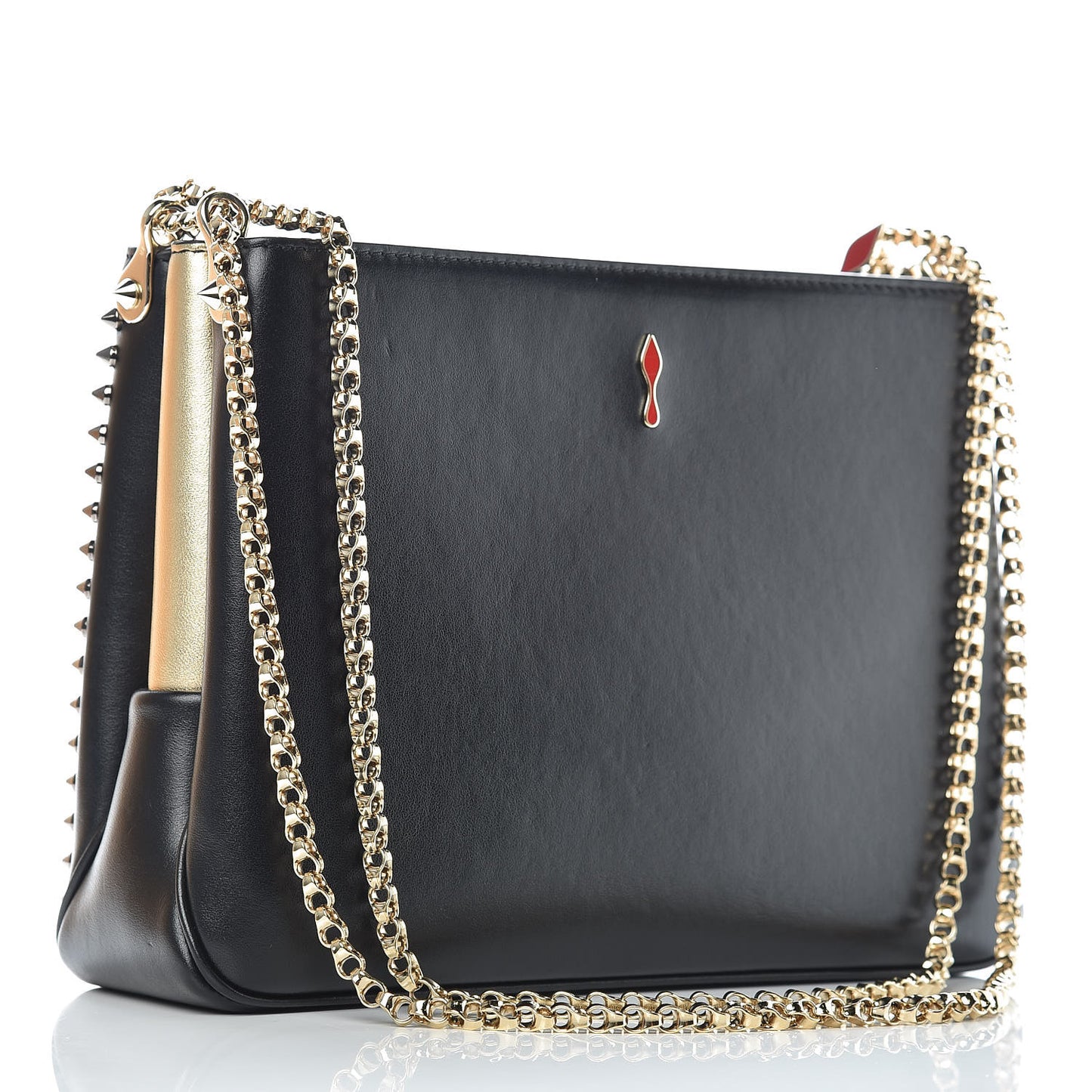 Calfskin Ombre Spiked Tribouli Shoulder Bag Black