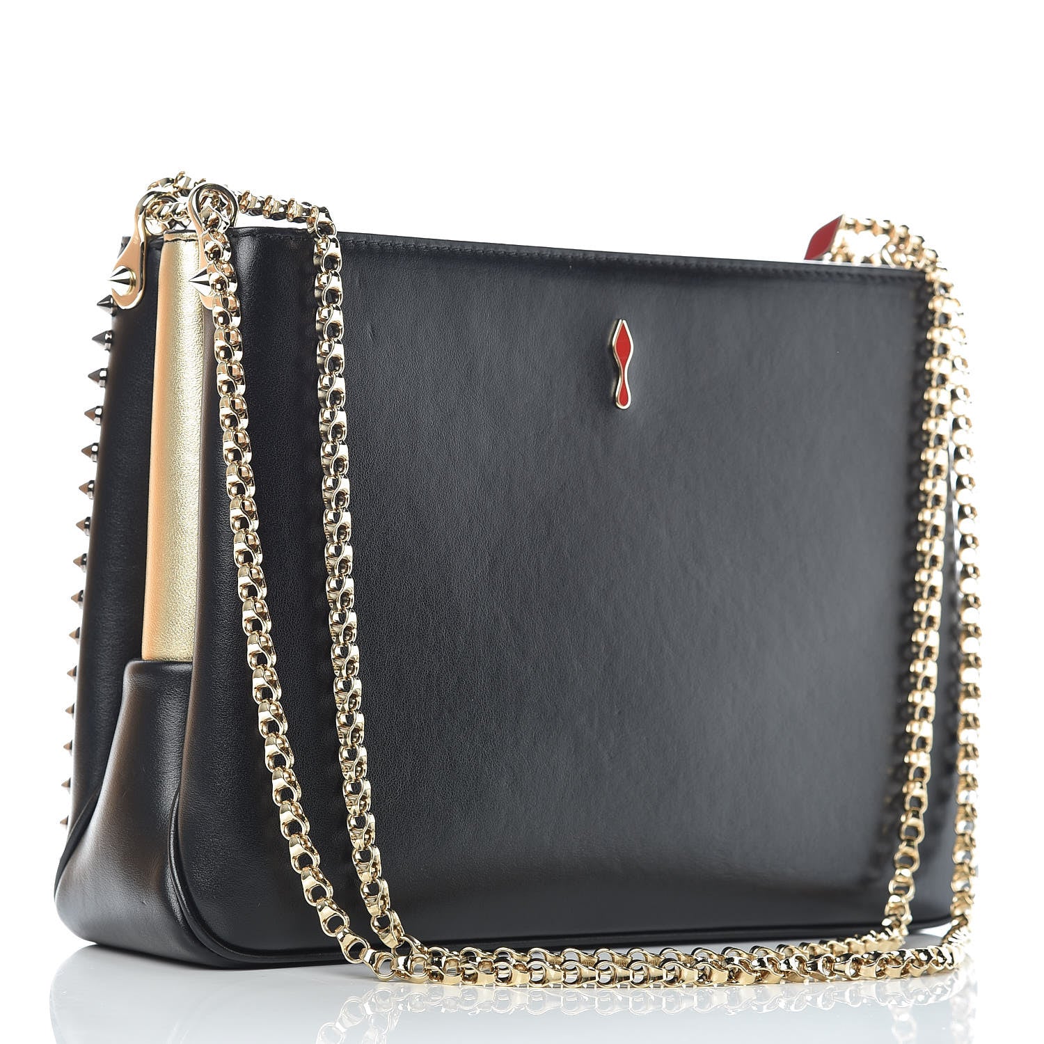 Christian Louboutin Calfskin Ombre Spiked Tribouli Shoulder Bag Black 3 of 12