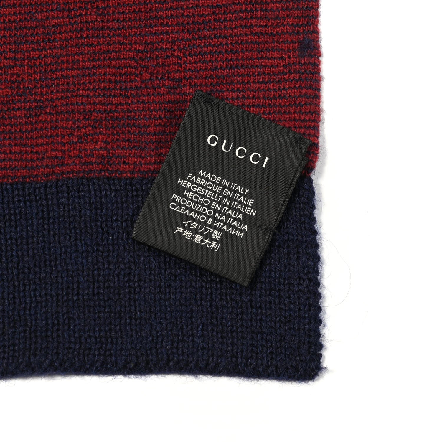 Gucci Alpaca Wool Knit GG Monogram Hog Scarf Navy Red 3 of 5