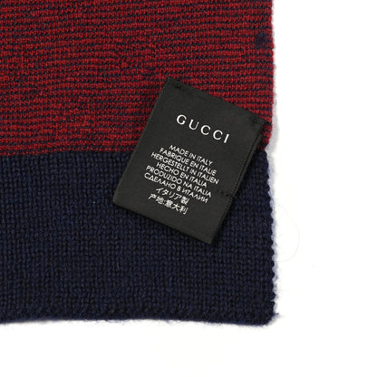 Gucci Alpaca Wool Knit GG Monogram Hog Scarf Navy Red 3 of 5