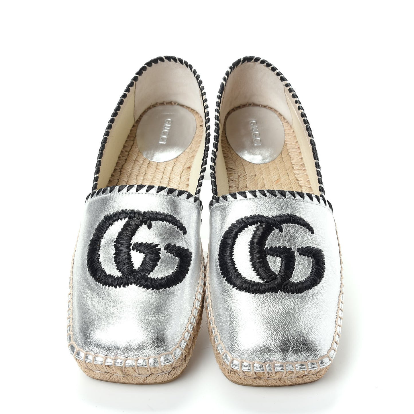 Metallic Nappa GG Marmont Espadrilles 37 Silver