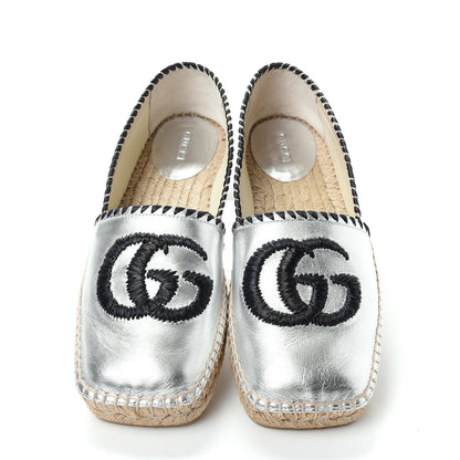 Gucci Metallic Nappa GG Marmont Espadrilles 37 Silver 5 of 11