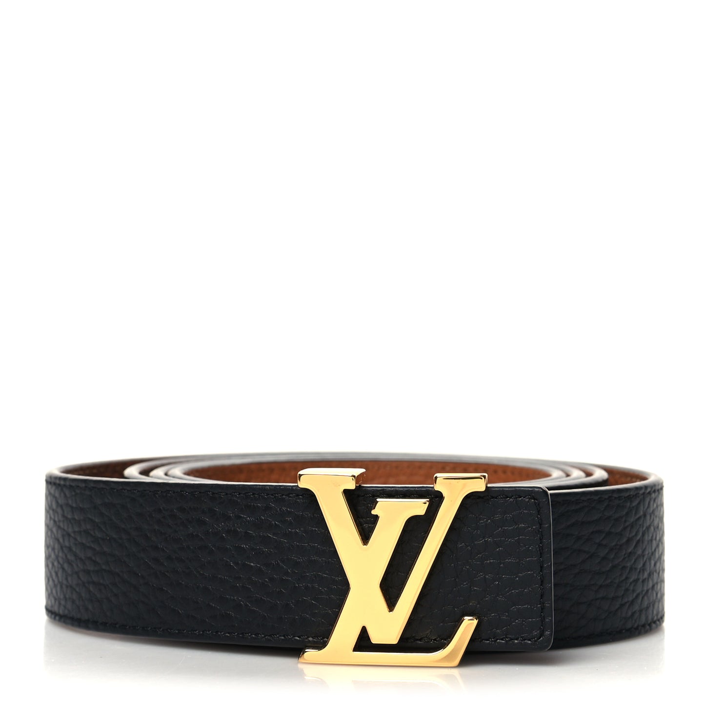 Taurillon Calfskin 30mm LV Initiales Reversible Belt 110 44 Black