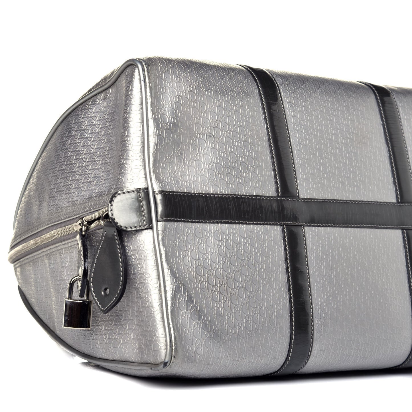 Metallic Patent Calfskin Embossed Bowler Silver