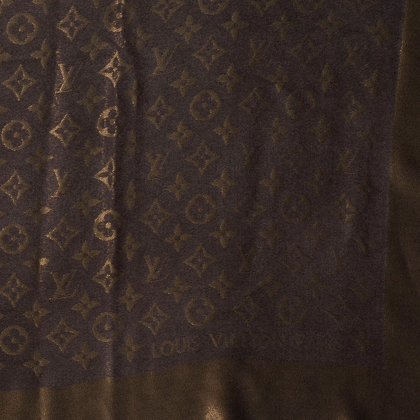 Silk Lurex Wool Monogram Shine Shawl Brown