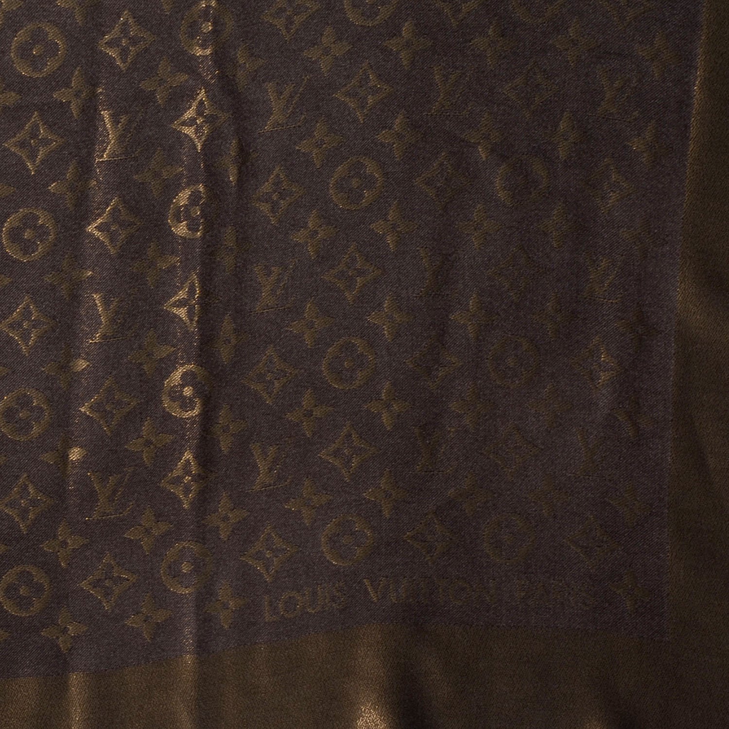 Louis Vuitton Silk Lurex Wool Monogram Shine Shawl Brown 4 of 5