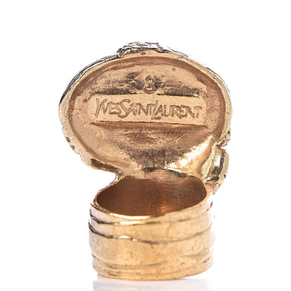 Saint Laurent Glass Cabochon Arty Ovale Ring 8 Gold Lapis 4 of 4