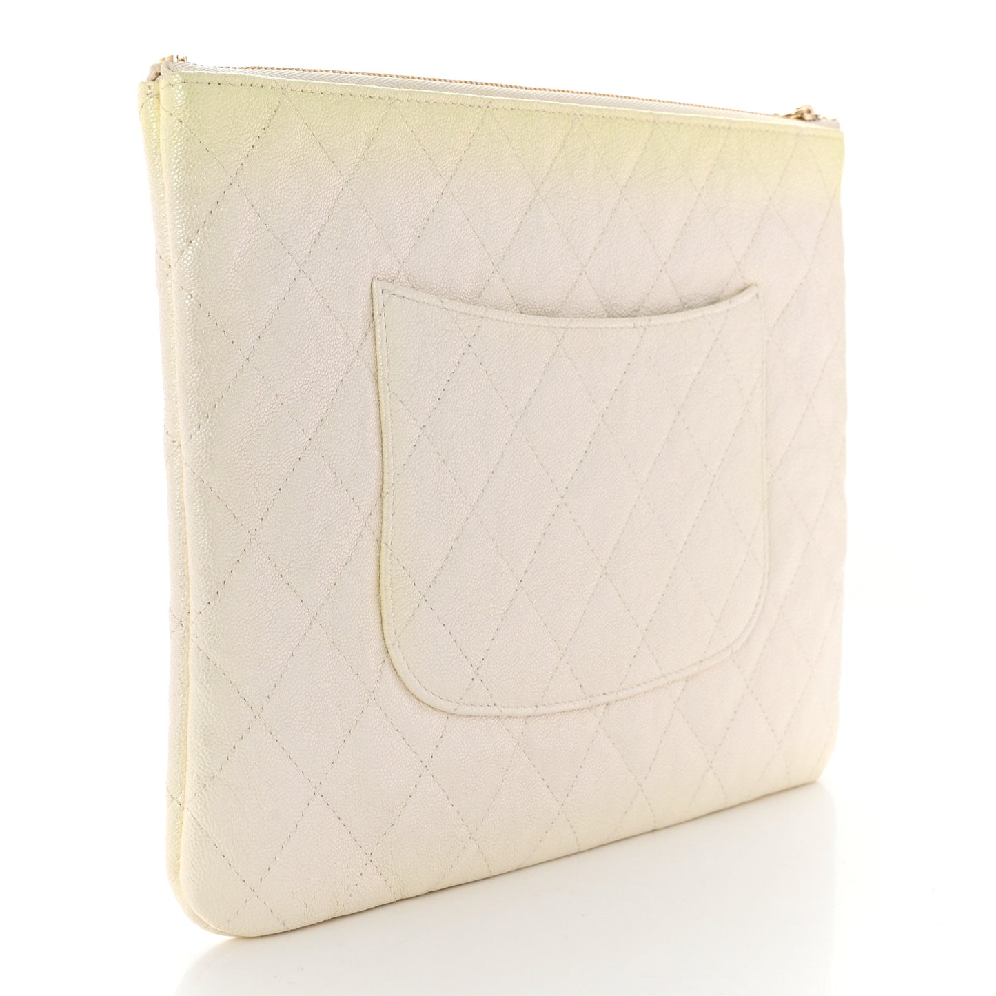 Iridescent Caviar Medium Night by the C Pouch Clutch White