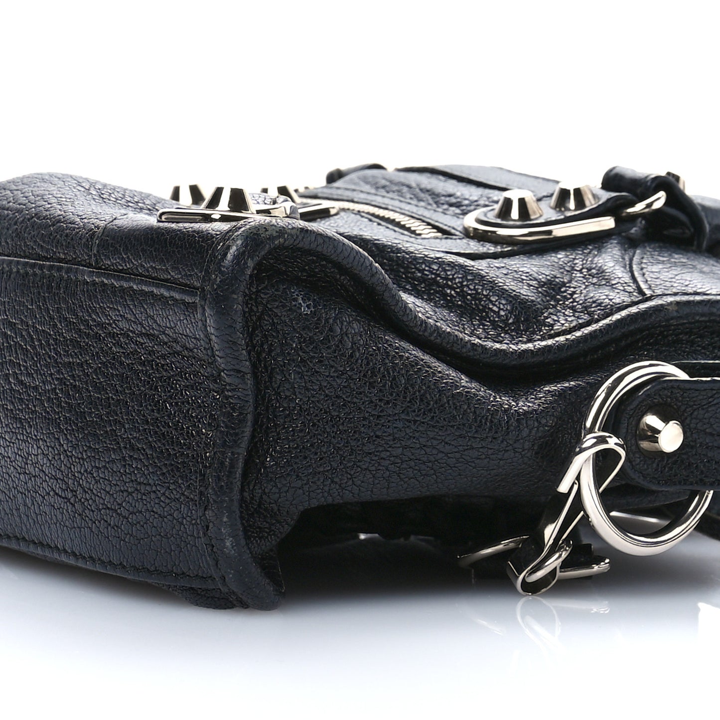 Chevre Silver Metallic Edge Hardware Mini City Black