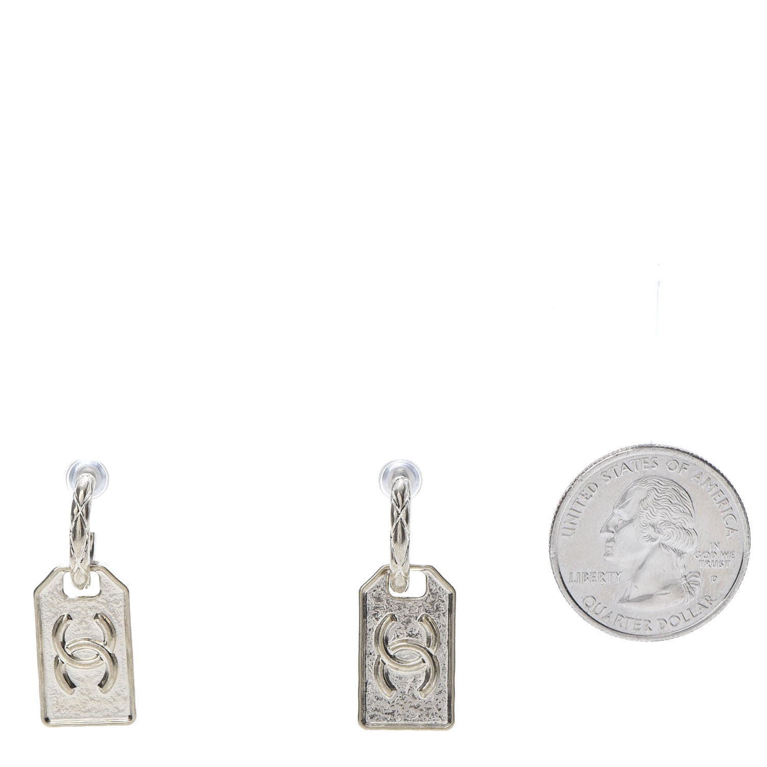 Chanel CC Tag Drop Earrings Gold 2 of 5