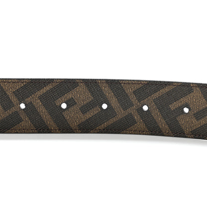 Fendi Cuoio Romano Glazed Fabric FF 1974 Reversible Belt 95 38 Black Tobacco 3 of 5