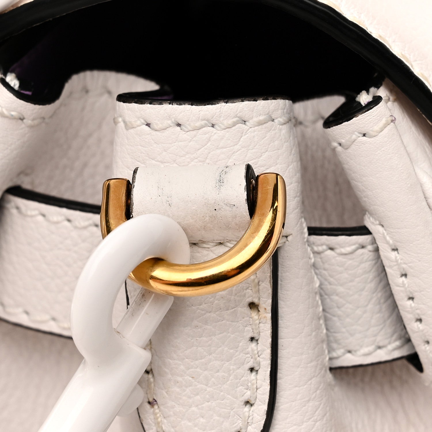 Versace Calfskin Medium La Medusa Top Handle Handbag Optical White 7 of 11