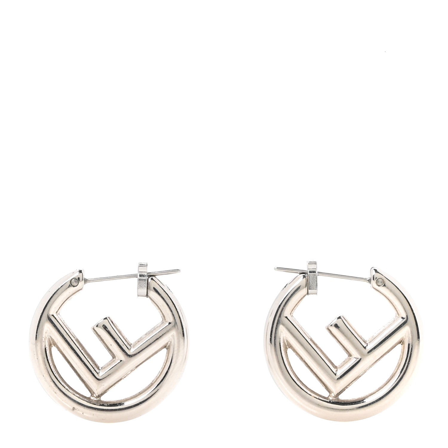 Fendi Metal FF Hoop Earrings Silver 1 of 4