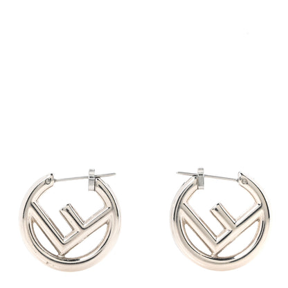 Fendi Metal FF Hoop Earrings Silver 1 of 4