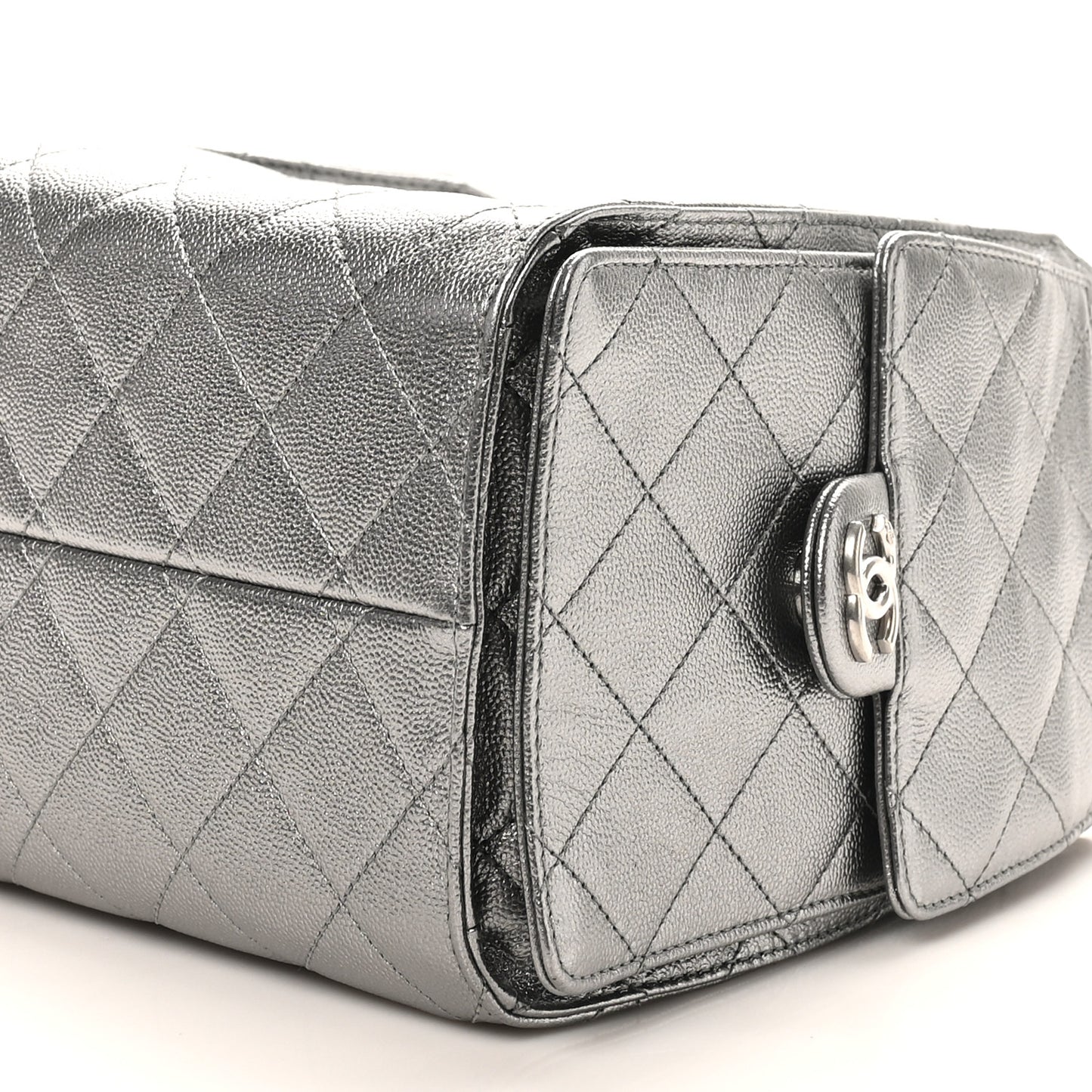 Metallic Caviar Quilted Small Chanel 25 Handbag Anthracite