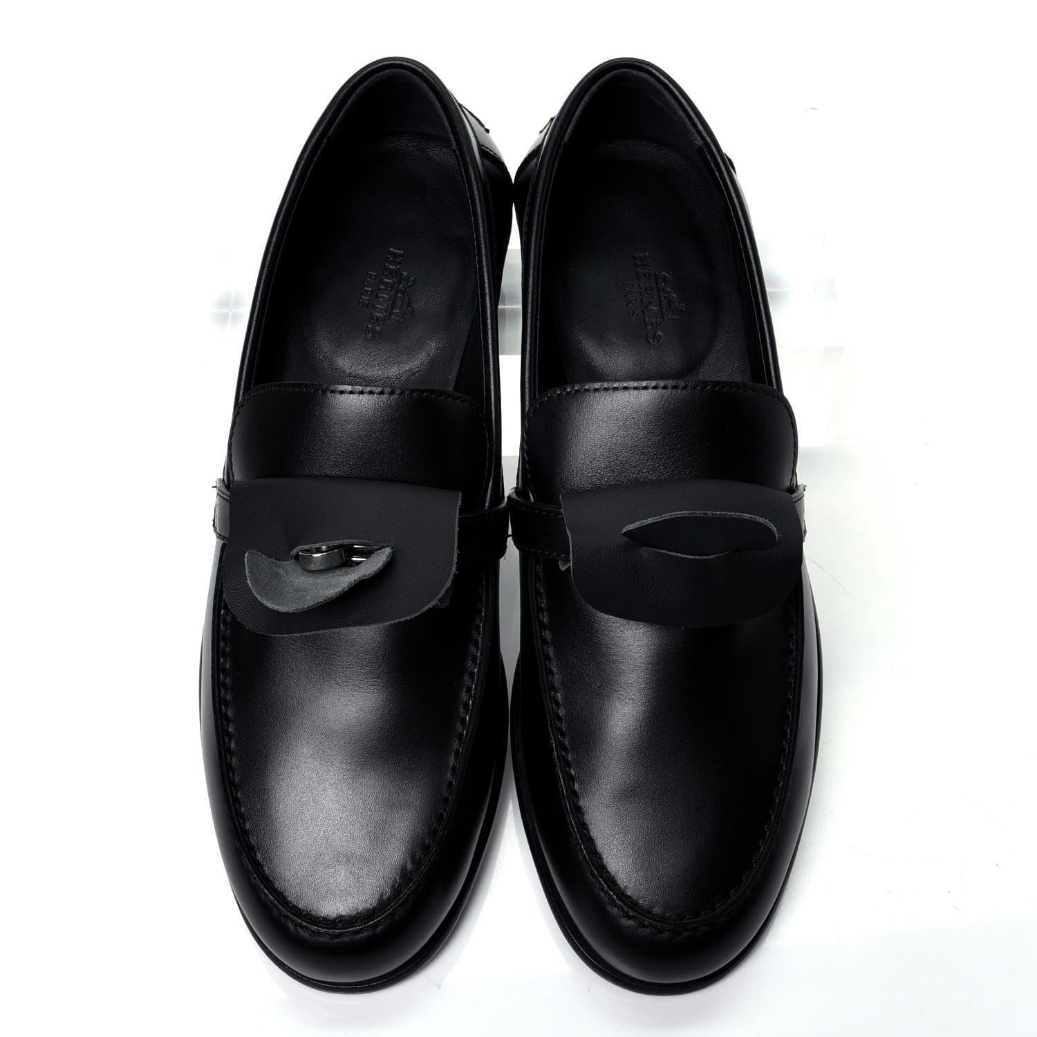 Hermes Calfskin Destin Loafers 37 Black 6 of 7