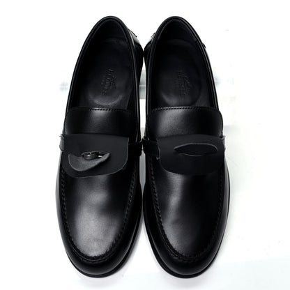 Hermes Calfskin Destin Loafers 37 Black 6 of 7