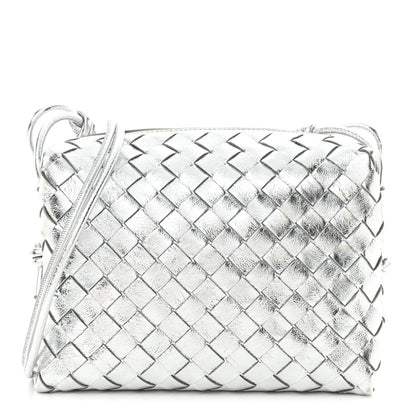 Bottega Veneta Metallic Nappa Intrecciato Medium Loop Camera Bag Silver 1 of 9