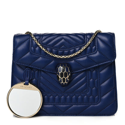 Bulgari Calfskin Quilted Serpenti Forever Shoulder Bag Navy 1 of 12